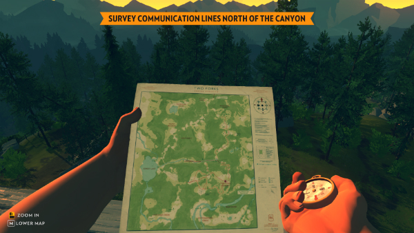 Firewatch проверить линию связи к северу от ущелья карта